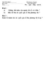 Đề kiểm tra 15 phút môn Lịch sử Lớp 6